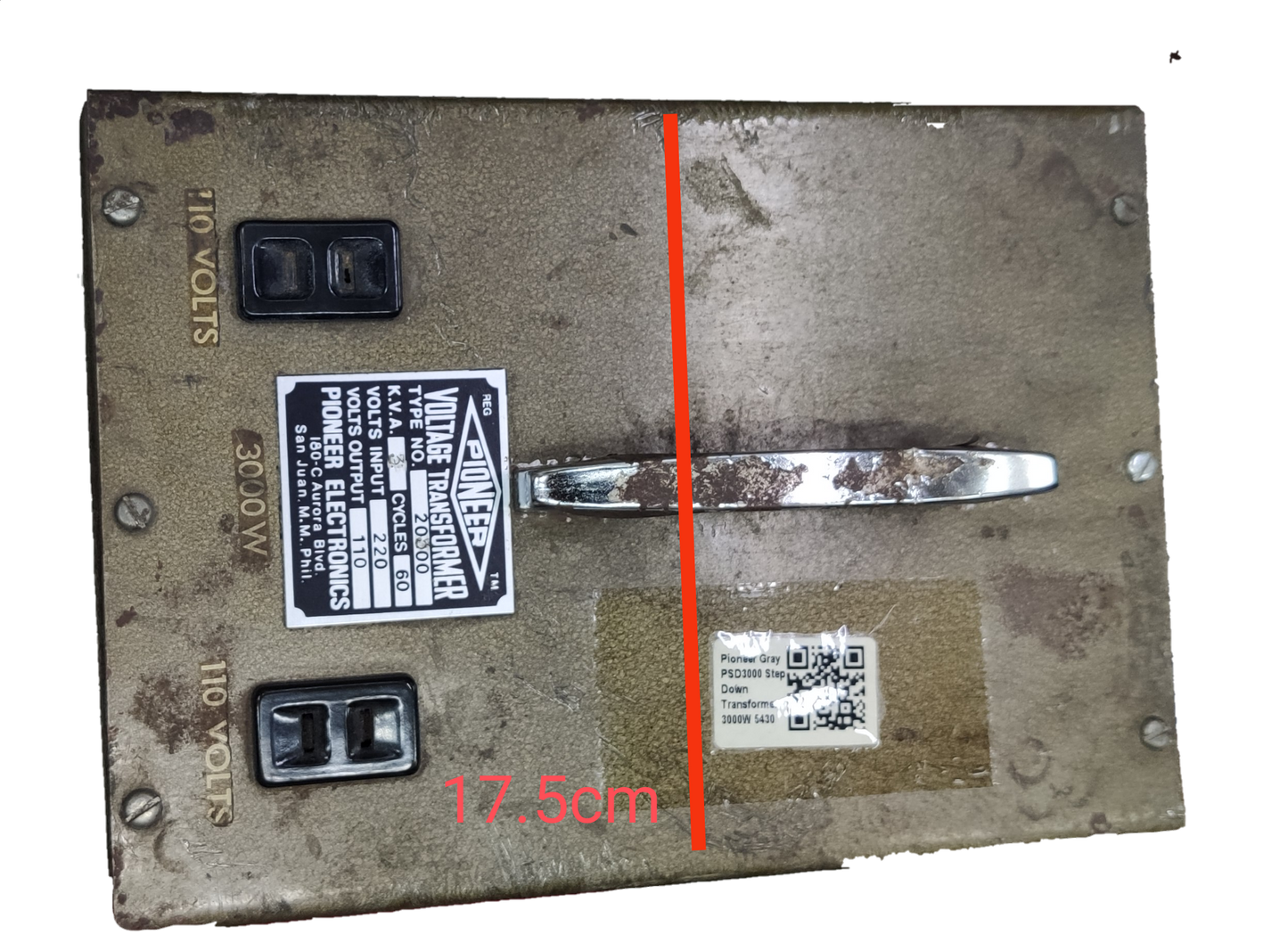 Denko 3000W Step Down Transformer 220V with dual 110 volts outlets and metal handle