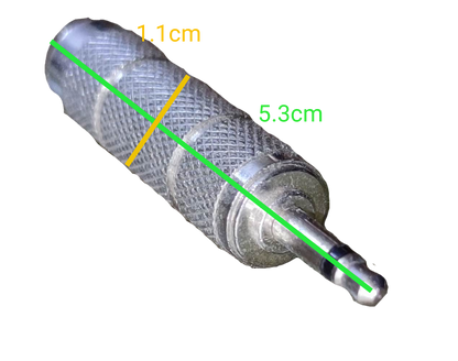 PL-55 Female to Male Mono Adaptor with textured grip and dimensions of 5.3cm by 1.1cm