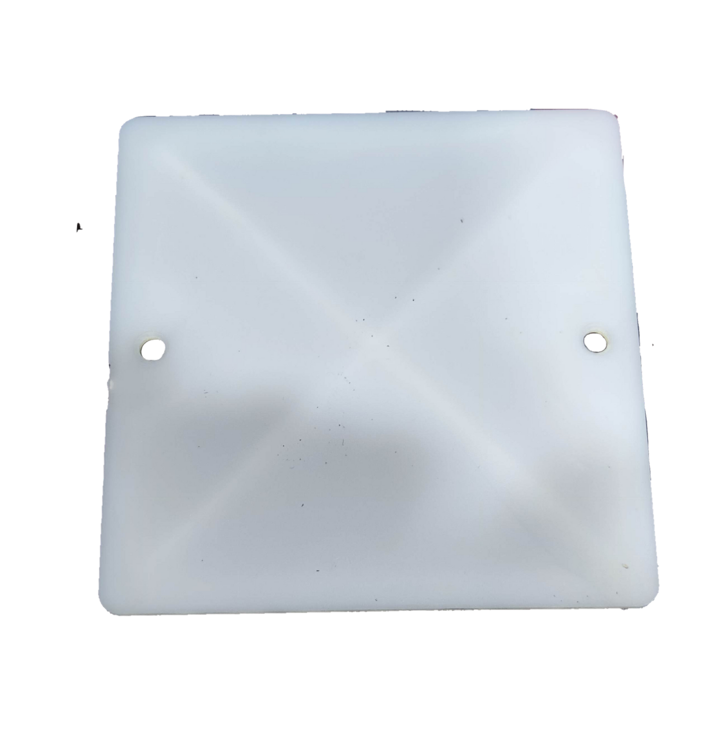 T&J 4 x 4 Square Box Cover electrical component in white plastic with two screw holes