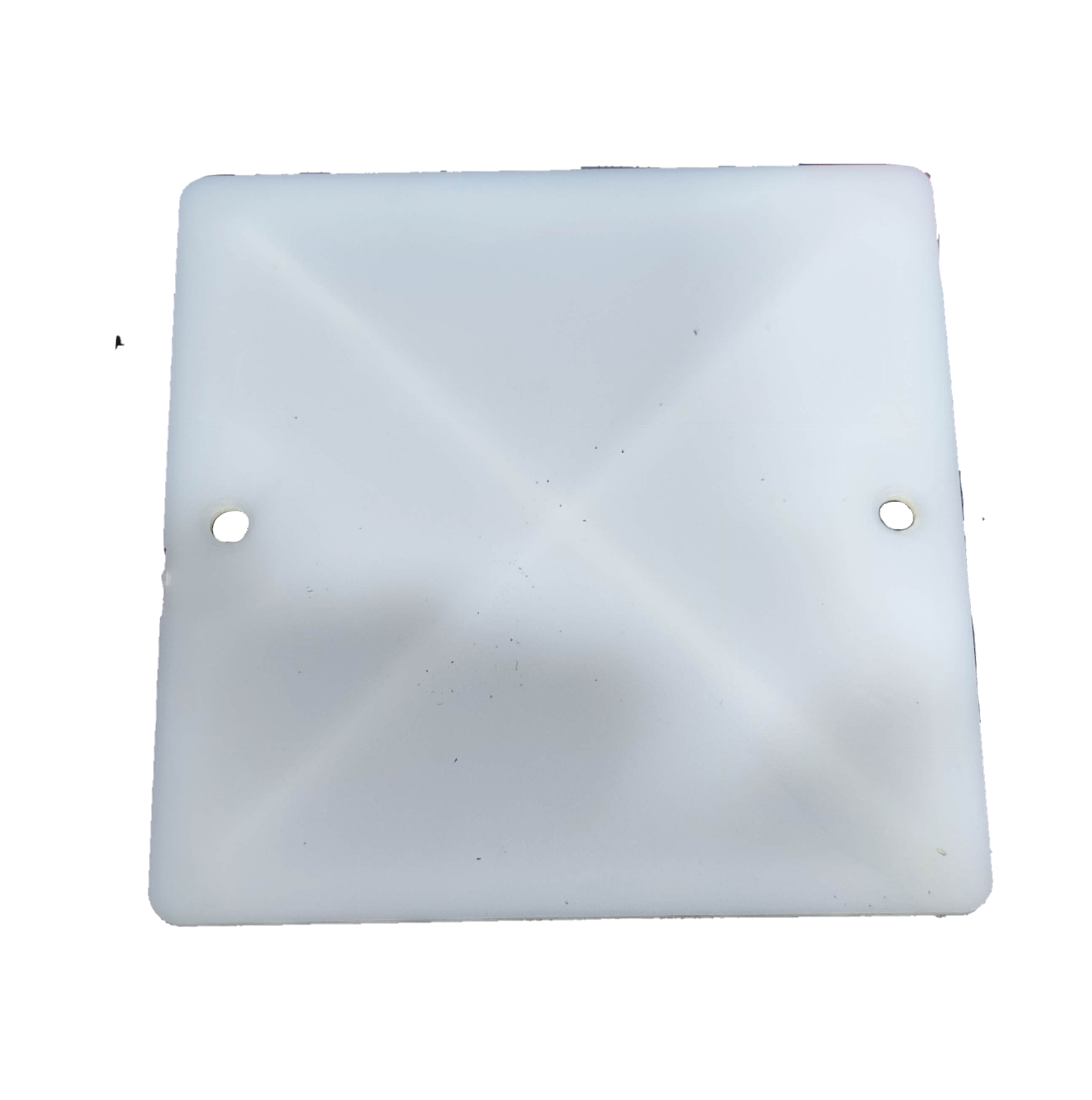 T&J 4 x 4 Square Box Cover electrical component in white plastic with two screw holes