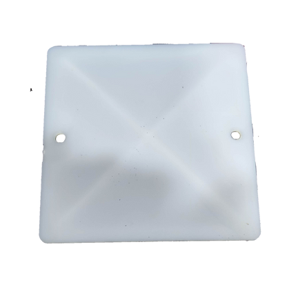 T&J 4 x 4 Square Box Cover electrical component in white plastic with two screw holes