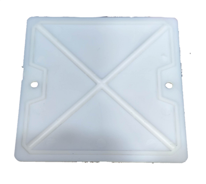 T&J 4 x 4 Square Box Cover electrical part in white plastic with mounting holes