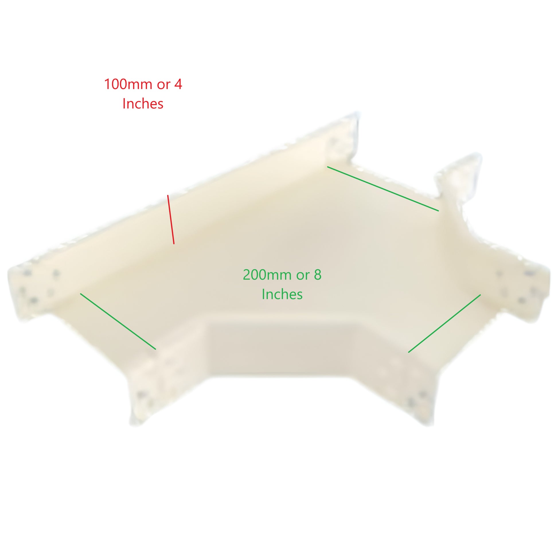 Royu cable management corner piece measuring 200mm x 100mm or 4 Inches x 8 Inches in white