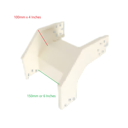 Royu cable management piece measuring 150mm x 100mm or 6 Inches x 4 Inches in white plastic