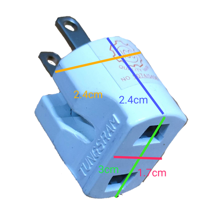 White Electx Electrical Supply Plug Adaptor Round to Flat with dual flat prongs and round socket