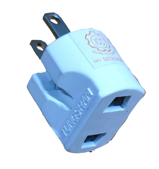 Electx Electrical Supply Plug Adaptor Round to Flat white electrical adapter for converting plug types