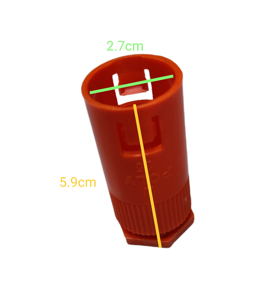Poly orange electrical Adaptor for PVC Flexible Hose 5.9cm length 2.7cm opening with locking clip