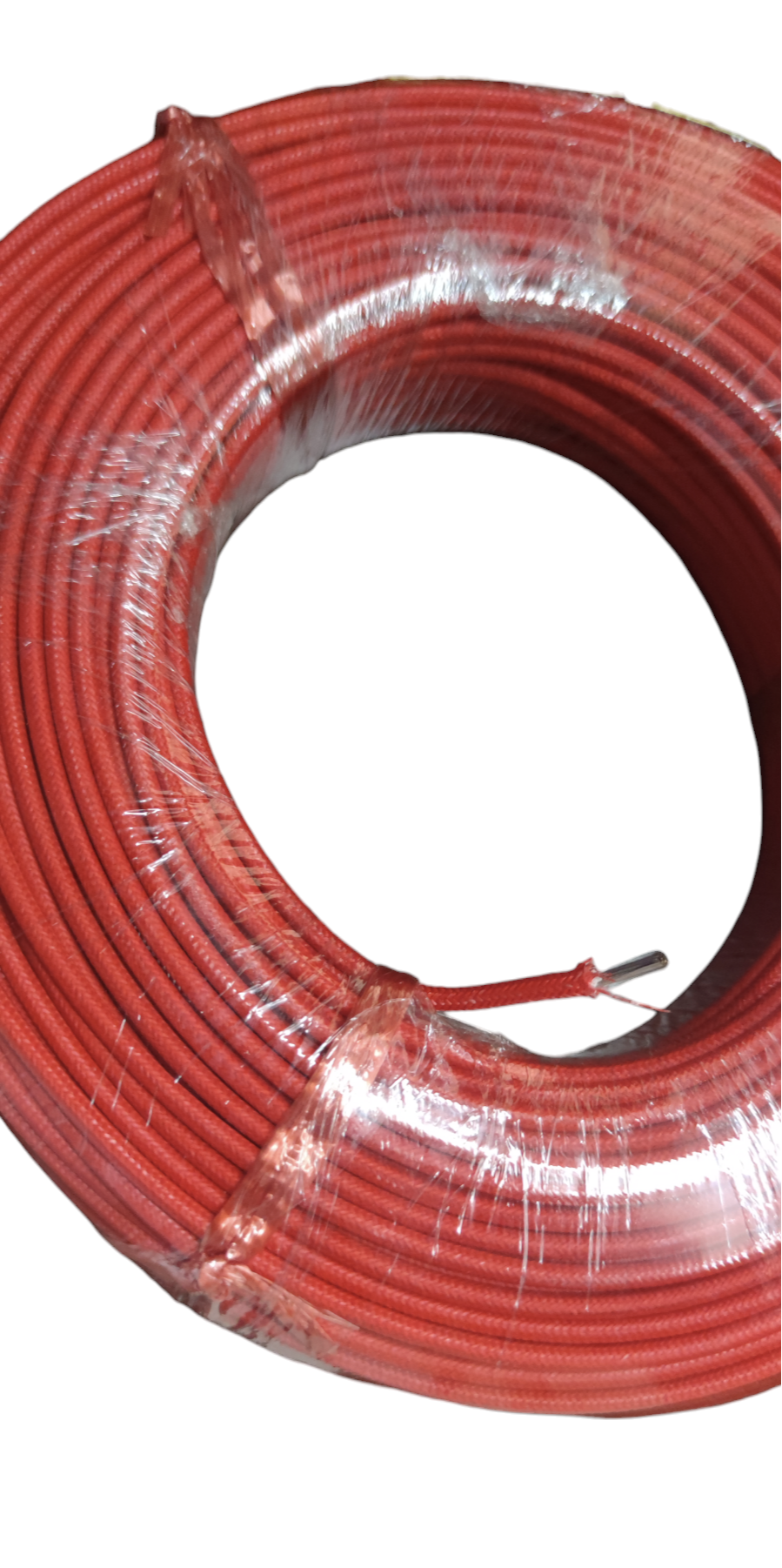 Grippes red coiled electrical cable roll with exposed conductor end Flame Retardant Wire 300 Degrees High for industrial use