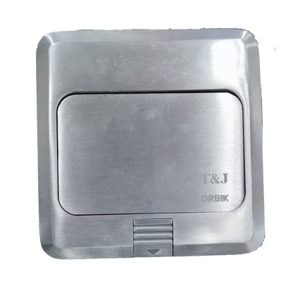 T&J Pop-up Universal with Ground Outlet 16A 220V in brushed metal finish power point cover