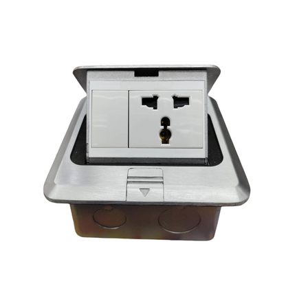 T&J Pop-up Universal with Ground Outlet 16A 220V power point and switch in silver finish