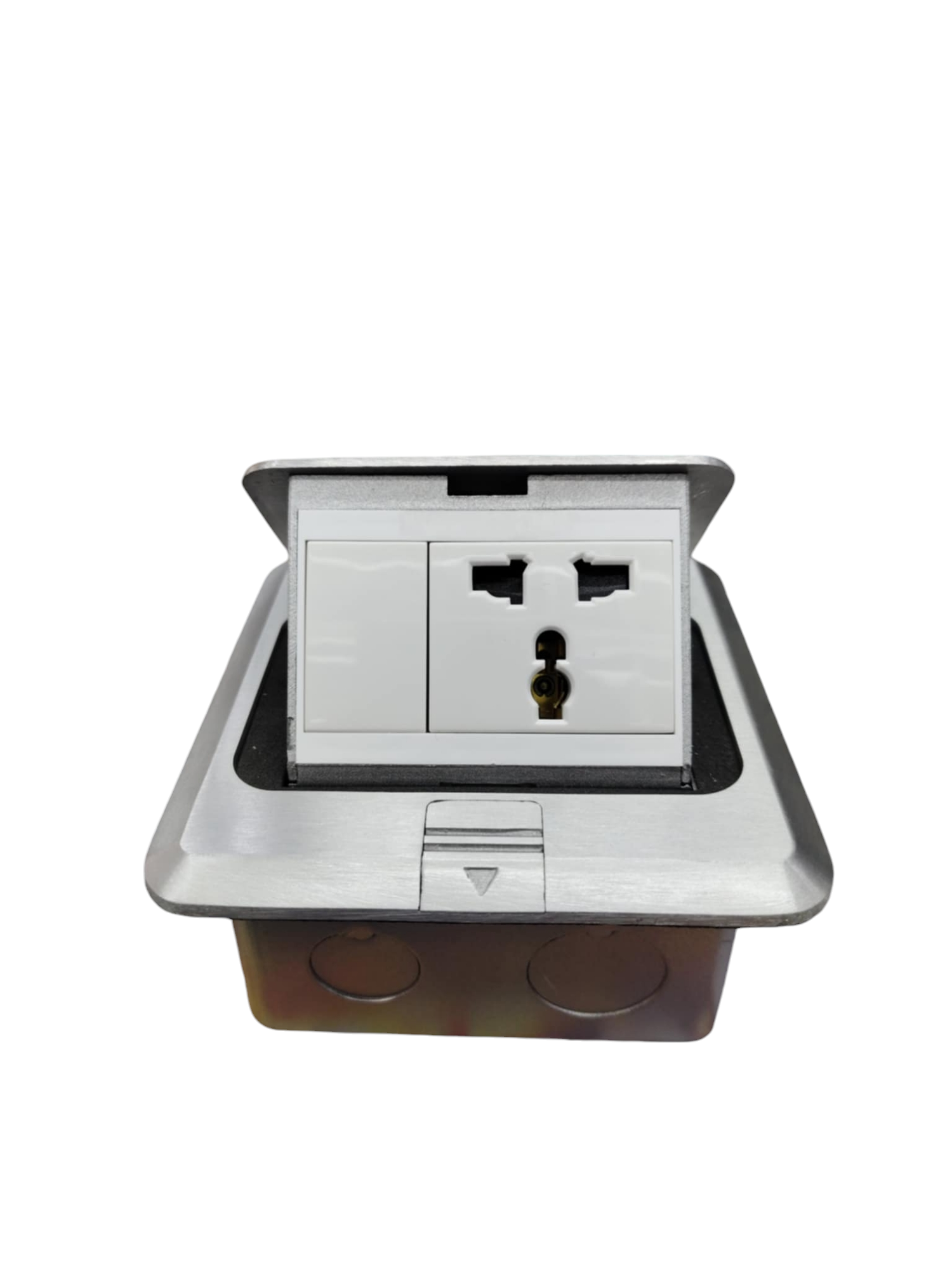 T&J Pop-up Universal with Ground Outlet 16A power outlet with switch in stainless steel frame