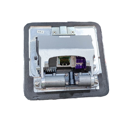 T&J Pop-up USB 5V 2.1A x 3 with Metal Utility Box power point with open cover showing internal components