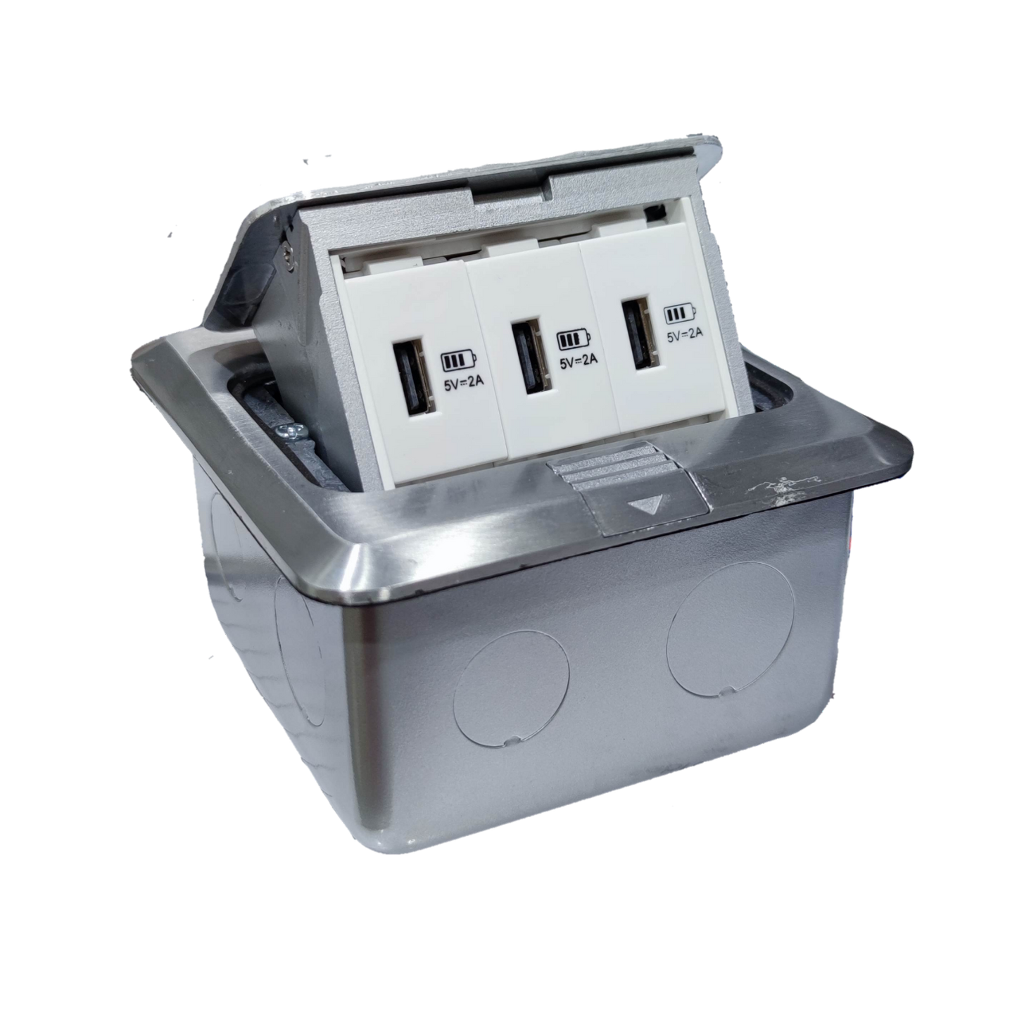 T&J Pop-up USB 5V 2.1A x 3 with Metal Utility Box for convenient power and charging