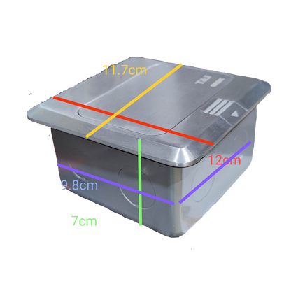 T&J Pop up Voice and USB Charging Outlet with compact metal design and multiple charging ports