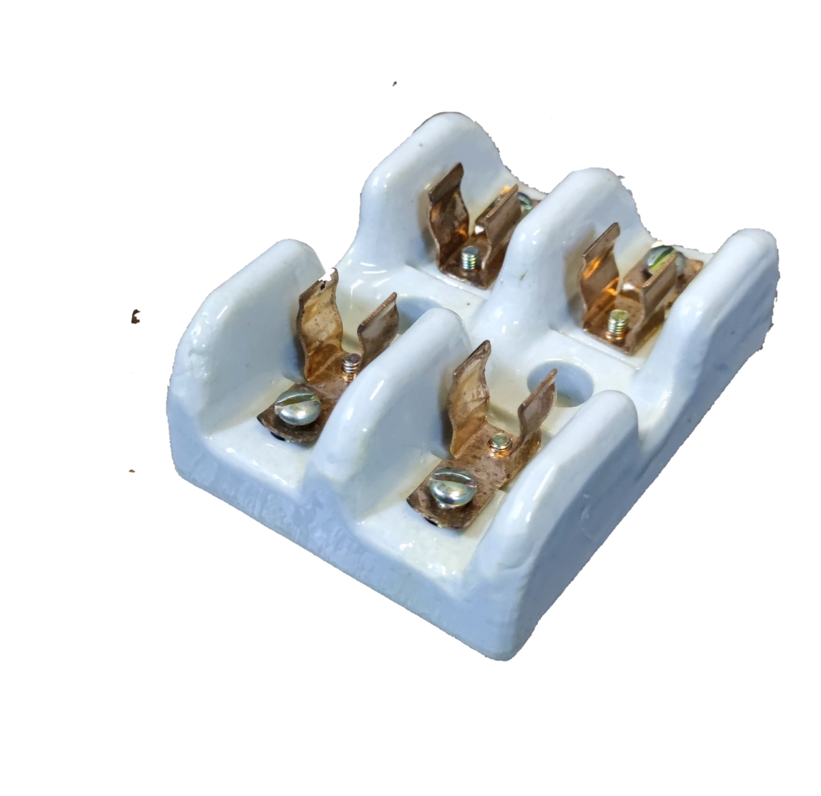 Porcelain fuse holder 30a 2 pole with durable metal connectors for reliable electrical connections