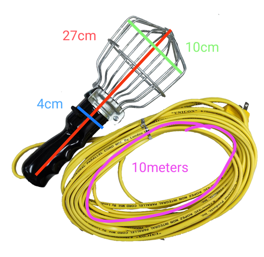 Kopez portable trouble light E27 socket with protective metal cage and 10 meter yellow power cord