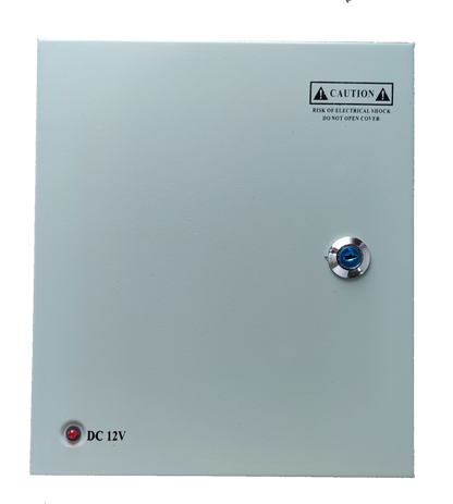 China CCTV security camera power supply box with Power Supply 12V 10A and warning label