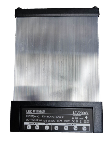 Grippes Power Supply 12V 200W for LED lighting installations and accessories with sturdy design