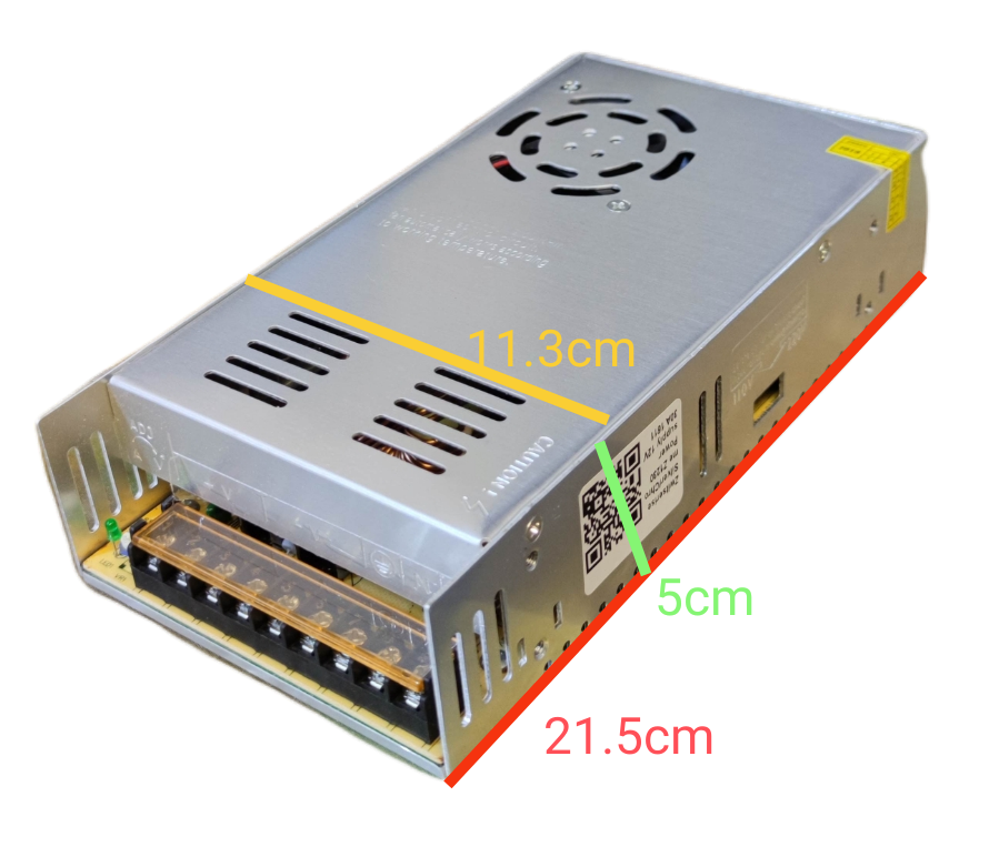 ZwitseRise power supply 12V 30A metal charger with cooling fan and multiple terminal connections