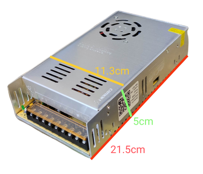 ZwitseRise power supply 12V 30A metal charger with cooling fan and multiple terminal connections