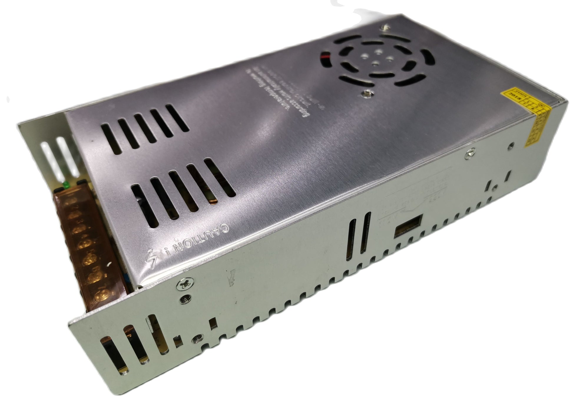 ZwitseRise metal Power Supply 12V 30A with cooling fan and ventilation slots for efficient charging