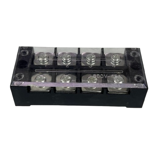 Grippes 45A 4 Pairs Terminal Block 600V clear cover black base screw terminals for electrical wiring