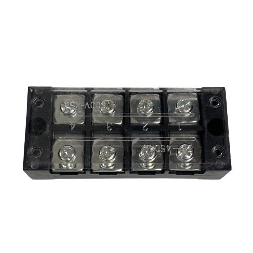 Grippes 45A 4 Pairs Terminal Block 600V clear plastic 8 terminal screw connector with mounting holes