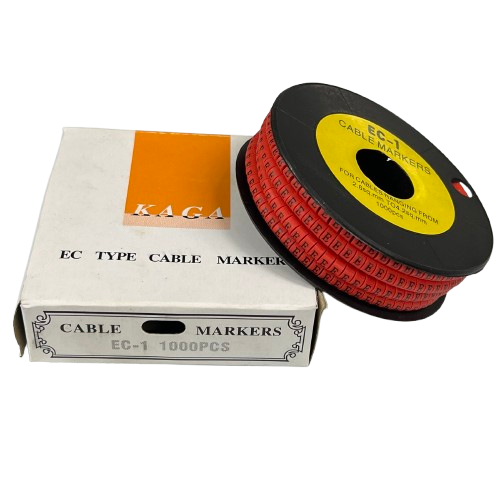 Cable Marker Red - E, 2.6mm to 4.2mm 1000pcs per Roll EC-1  Wire Tagging