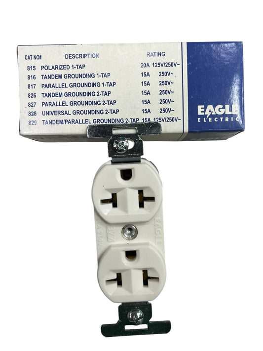Eagle Tandem Outlet with Ground 20A 250V Electx Electrical Supply CAT 877-IC