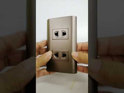 Royu 2 Gang Universal Outlet 15A 220V With Plate Dark Wood Plano Series MDS113/DW