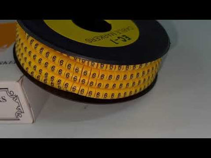 Cable "6" Marker 2.6mm to 4.2mm Yellow EC-1Y, 1000PCS