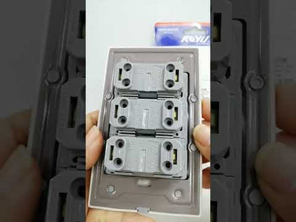 Royu 3 Gang 1 Way Switch Plano Series Dark Wood Royu MD515DW