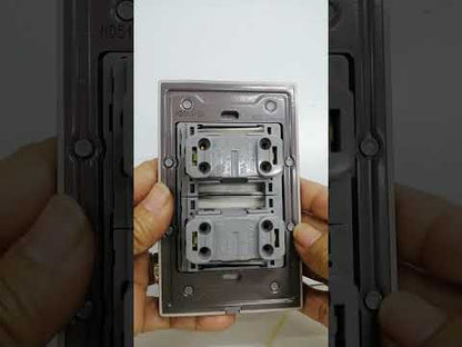 Royu 2 Gang Switch with Plate Dark Wood Plano Series MD513/DW