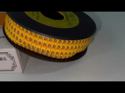 Cable Marker "D" 2.6mm to 4.2mm Yellow EC-1Y, 1000PCS  Wire Tagging