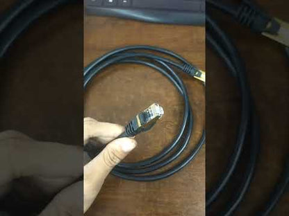 Grippes Cat 6 UTP Patch Cord Cable Gold Metal 24AWG 4Pairs 2 Meters Black