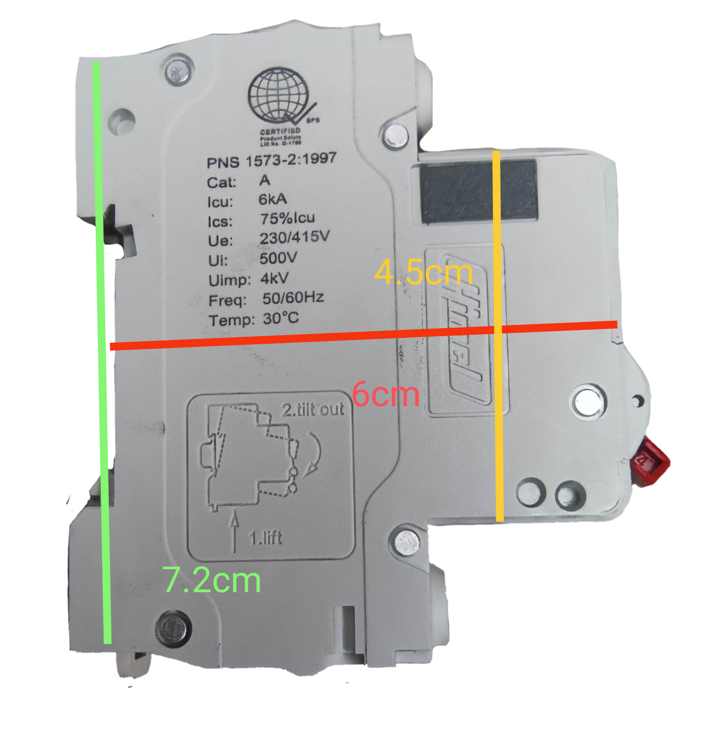 Himel 20a 1 pole MCB 220V electrical circuit breaker with specifications on white casing