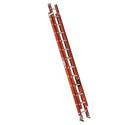 Butterfly orange dual section extendable ladder for electrical work fiberglass rails with slip resistant feet