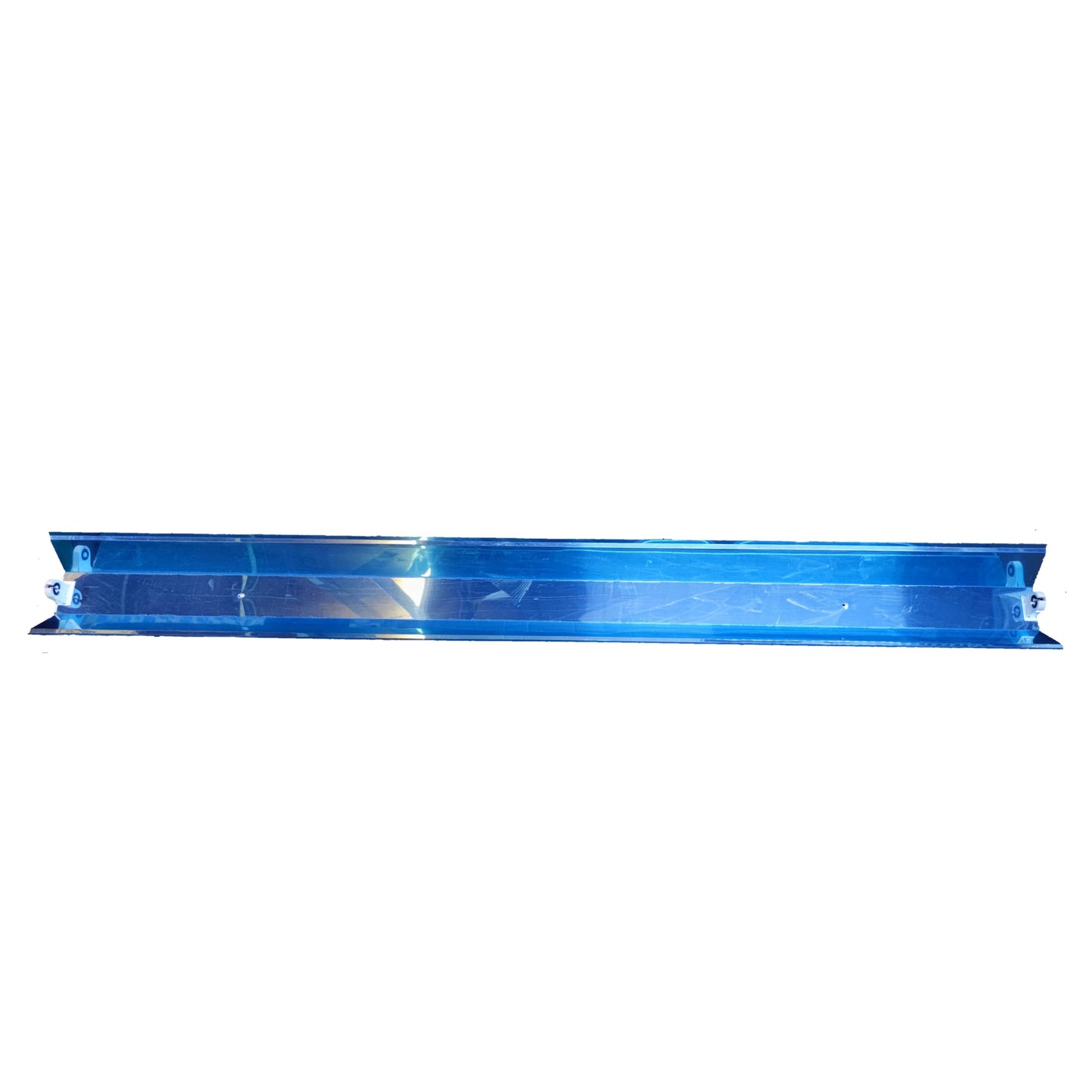 Light Master industrial LED fluorescent fixture linear blue metal reflector housing for workshops