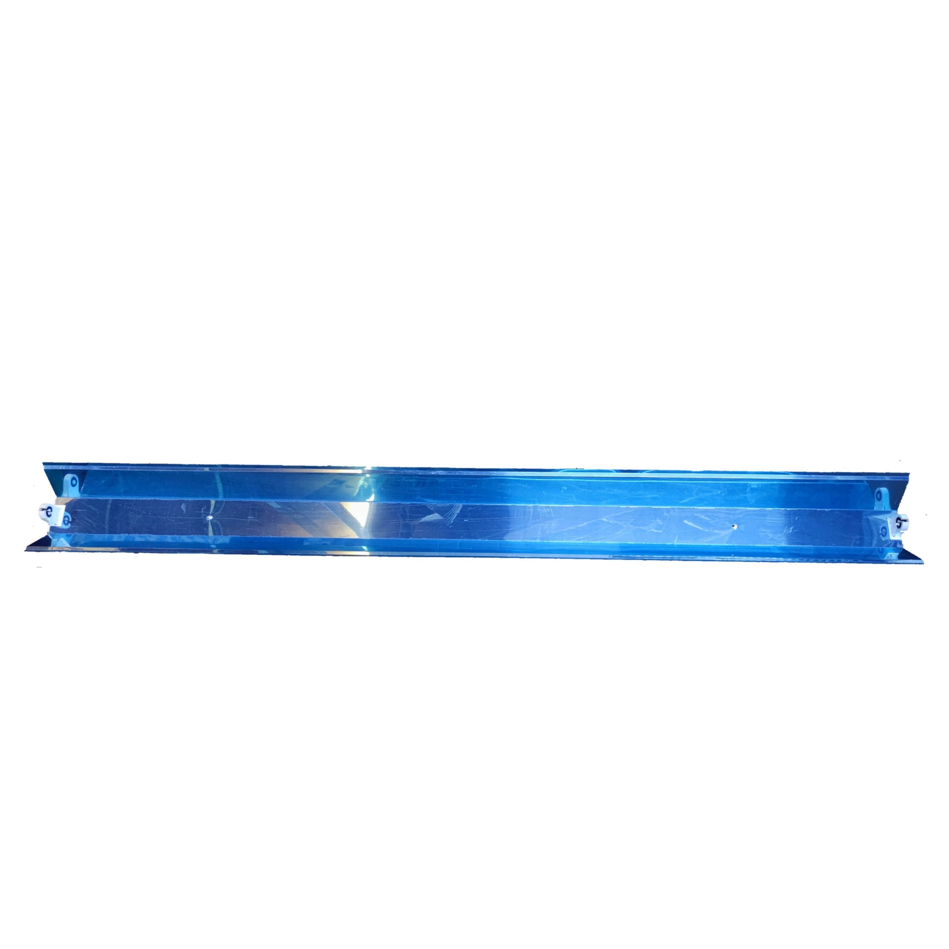 Light Master industrial LED fluorescent fixture linear blue metal reflector housing for workshops