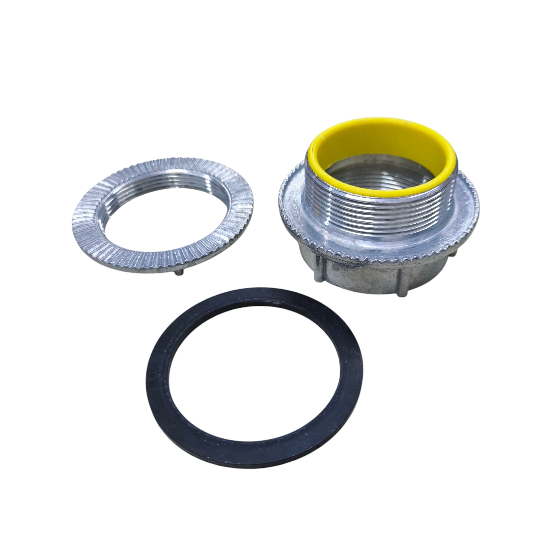 2 Inch Water Tight Hub 58mm zinc conduit hub with yellow seal insert locknut and rubber gasket for piping