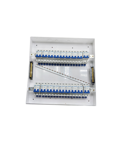 Royu and ZY 36 Ways with 63A 2P Main for MCB. white metal distribution board with dual MCB rows