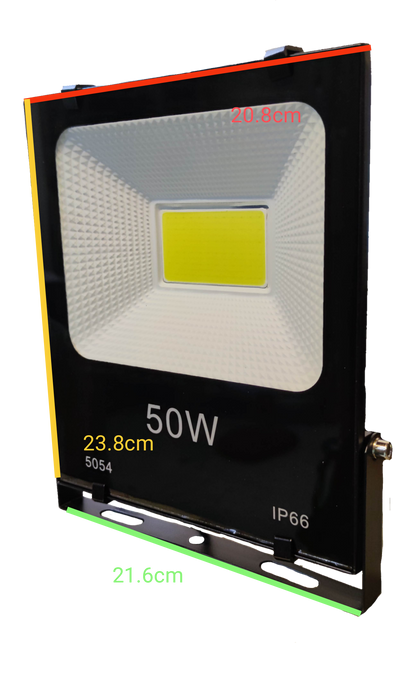 Denko 50W IP66 outdoor LED floodlight daylight black glass front COB chip with mounting bracket