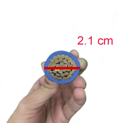 Royu 175mm Stranded 350MCM Blue insulated stranded copper cable cross section held by hand showing conductor