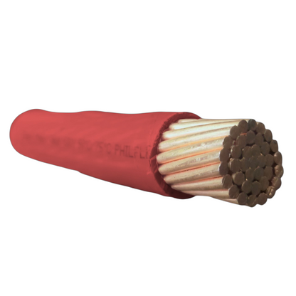 Royu 175mm Stranded 350MCM Red flexible heavy gauge copper battery cable with red insulation and exposed strands