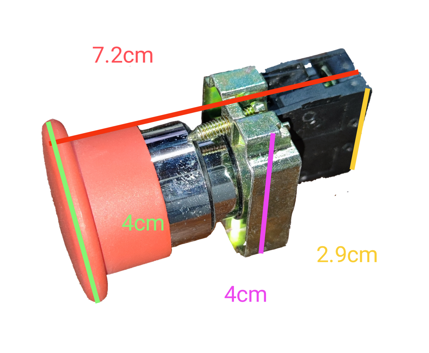 Sassin push button Head Red 1 NC 5A 220V switch component with metal and plastic parts