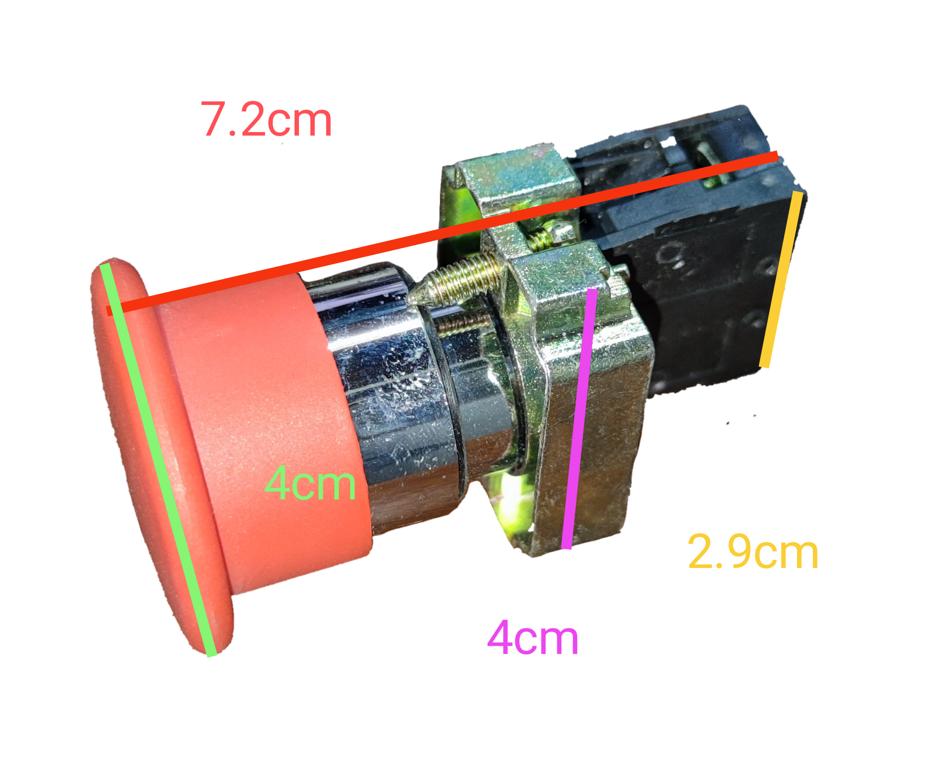 Sassin push button Head Red 1 NC 5A 220V switch component with metal and plastic parts