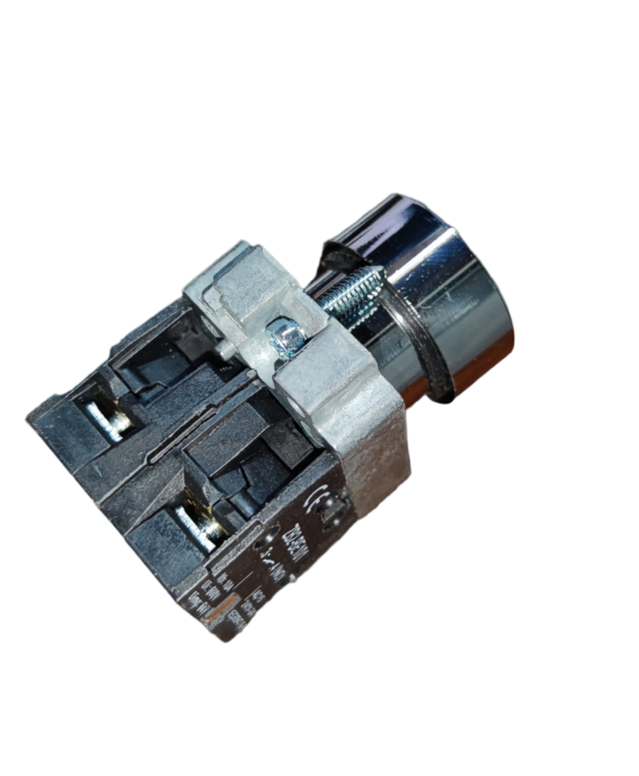 Grippes Push Button Switch 22mm with Metal Head isolated on black background power point switch