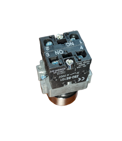 Grippes Push Button Switch 22mm with Metal Head showing electrical contact points and mounting base