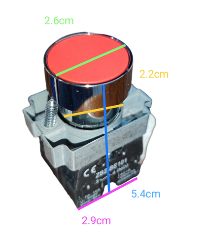 Grippes Push Button Switch 22mm with Metal Head featuring red top and compact metal body