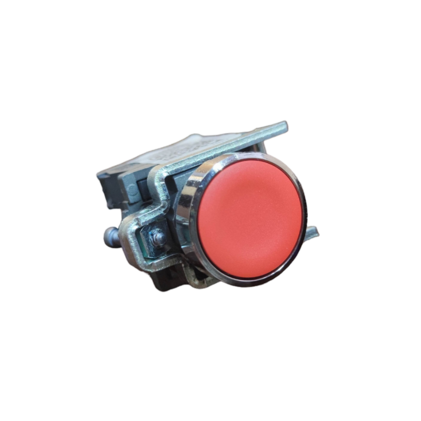 Schneider Push Button Switch Red Normally Open with metal frame and red circular button